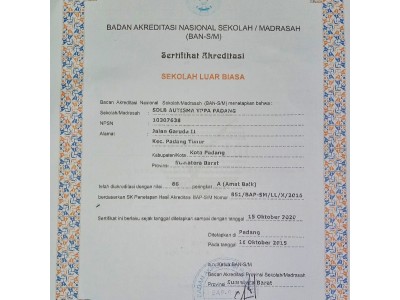 Akreditasi SLB Autisma YPPA Padang Tahun 2015